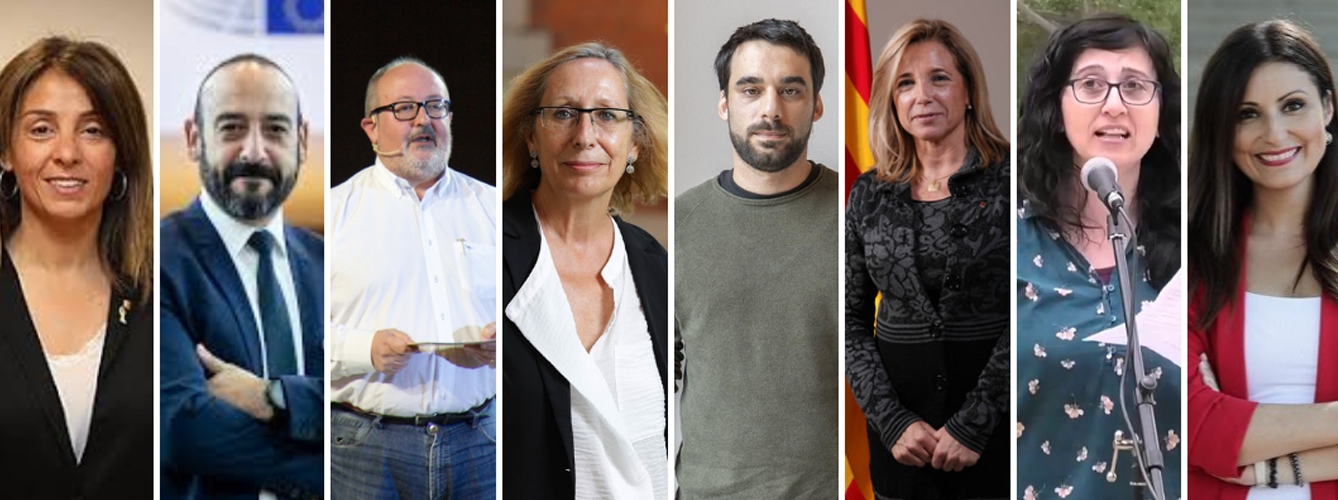De izda a dcha, Meritxell Budó; Jordi Cañas; Joan Capdevila; Assumpta Escarp; Lucas Ferro; Joana Ortega; Mònica Pàmies y Lorena Roldán. 