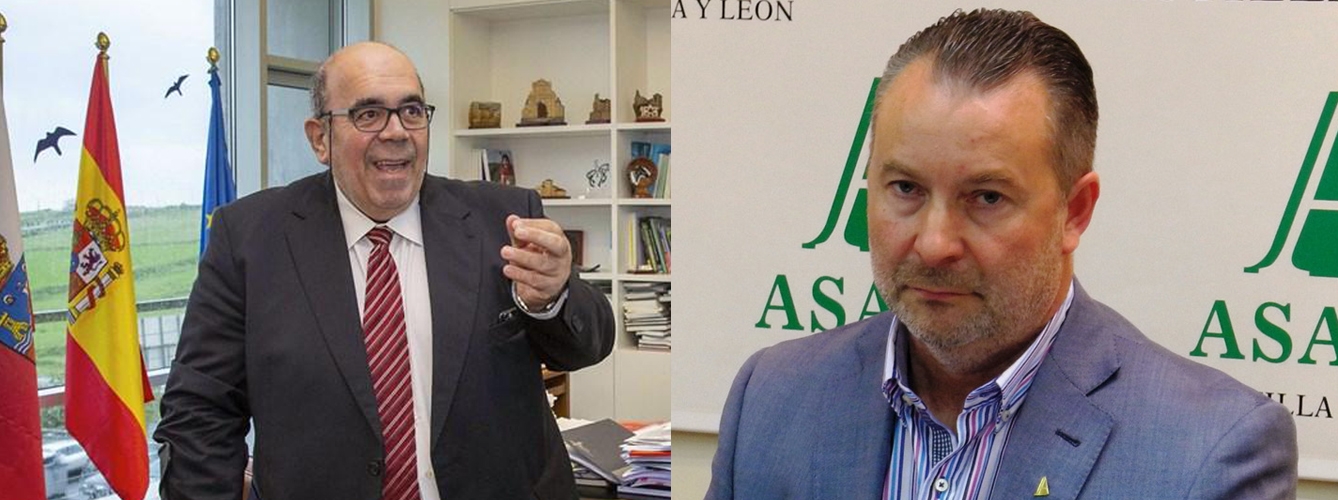 El consejero de Medio Rural de Cantabria, Jesús Miguel Oria Díaz (izda), y el presidente de Asaja Castilla y León, Donaciano Dujo Caminero. 