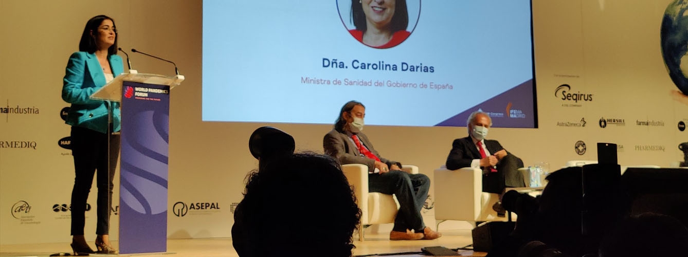 Carolina Darias, ministra de Sanidad, en el World Pandemics Forum.