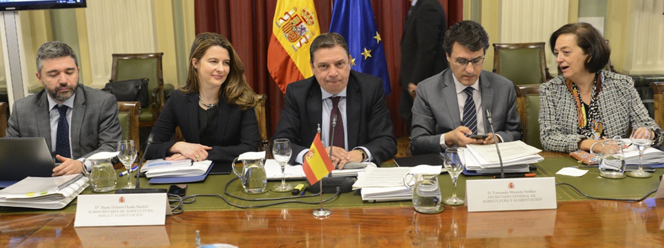El ministro de Agricultura, Pesca y Alimentación, Luis Planas (en el centro) durante la Conferencia Sectorial.