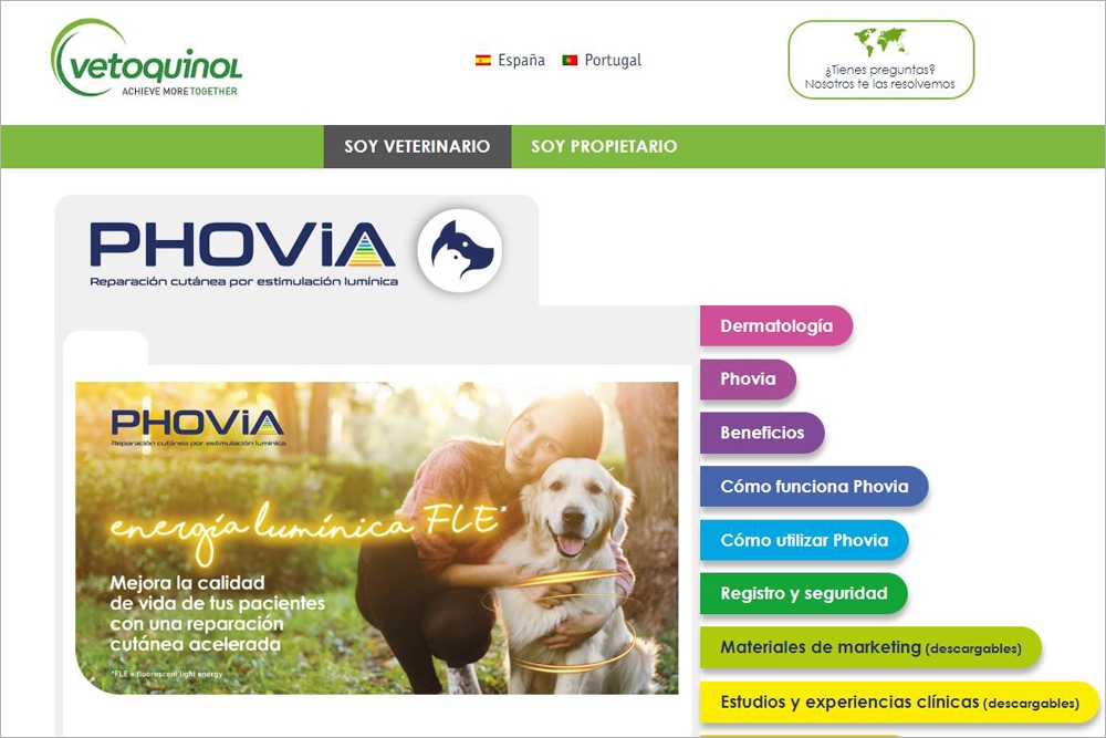 Phovia es una revolucionaria solución para los problemas de piel de las mascotas basada en energía lumínica FLE.