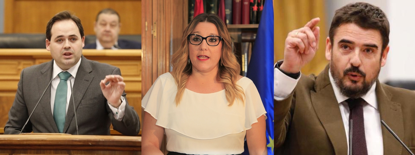 De izda a dcha, los presidentes de los partidos que han aprobado la enmienda, Francisco Javier Nuñez Nuñez (PP), María Díaz García (Podemos) y Rafael Esteban Santamaría (PSOE).