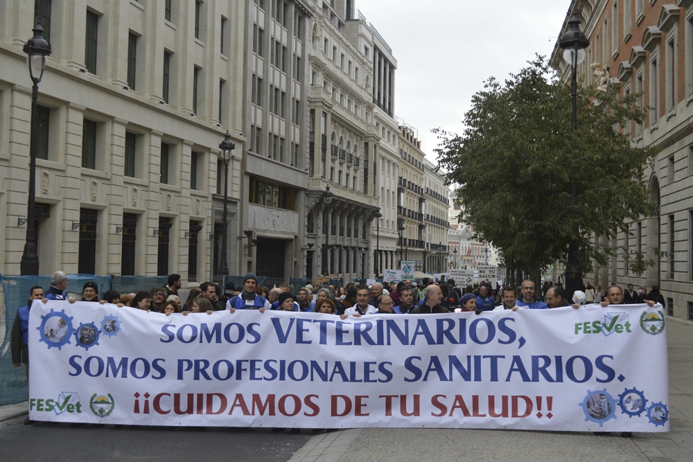La II Manifestación Veterinaria comenzará en el Ministerio de Hacienda debido a las obras en la Puerta del Sol.