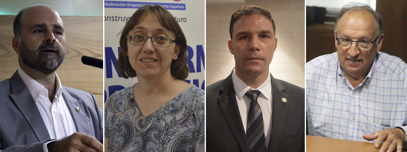 De izda a dcha, Marco Aurelio Sánchez Moreiro, Delia Saleno, José Fernández Romojaro y Juan Carlos Alonso, presidentes de Socivesc, CEVE, Sivepa y Fesvet, respectivamente.