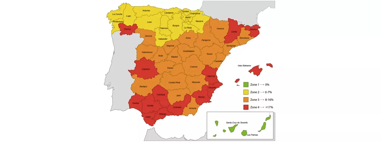 Mapa actualizado de seroprevalencia de infección por Leishmania infantum en perros en España.