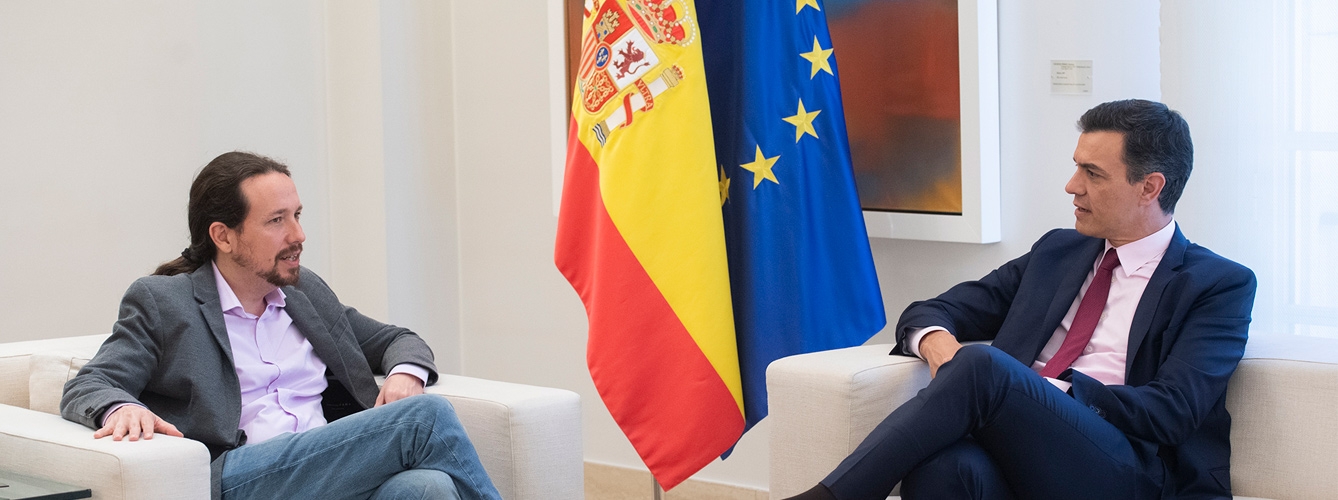Pedro Sánchez y Pablo Iglesias en su encuentro durante la ronda de contactos.