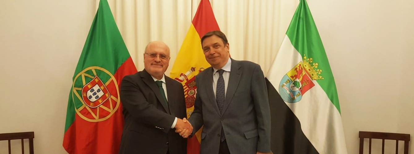 Luis Capoulas, ministro de Agricultura, Bosques y Desarrollo Rural de Portugal, y Luis Planas, ministro de Agricultura, Pesca y Alimentación de España.