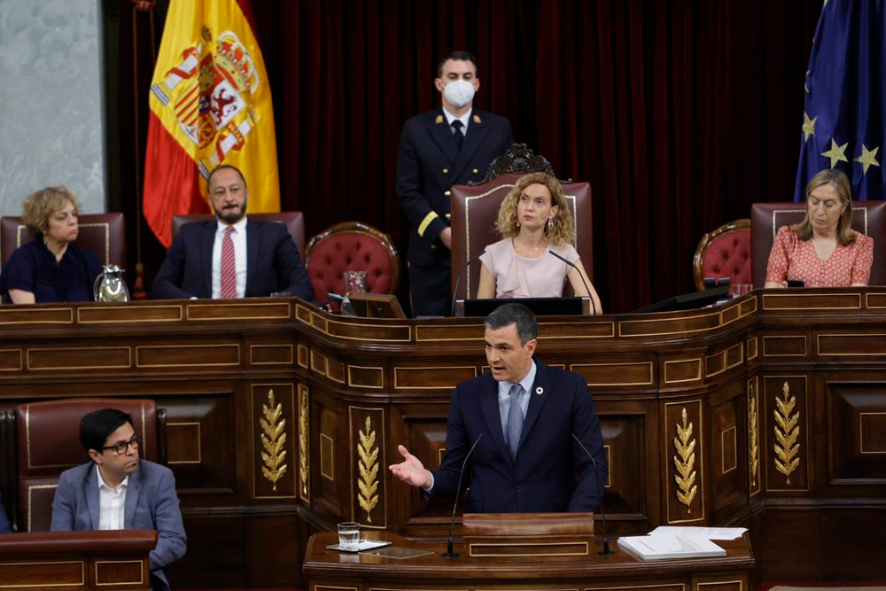 Pedro Sánchez, presidente del Gobierno, durante su intervención en el Debate sobre el Estado de la Nación.