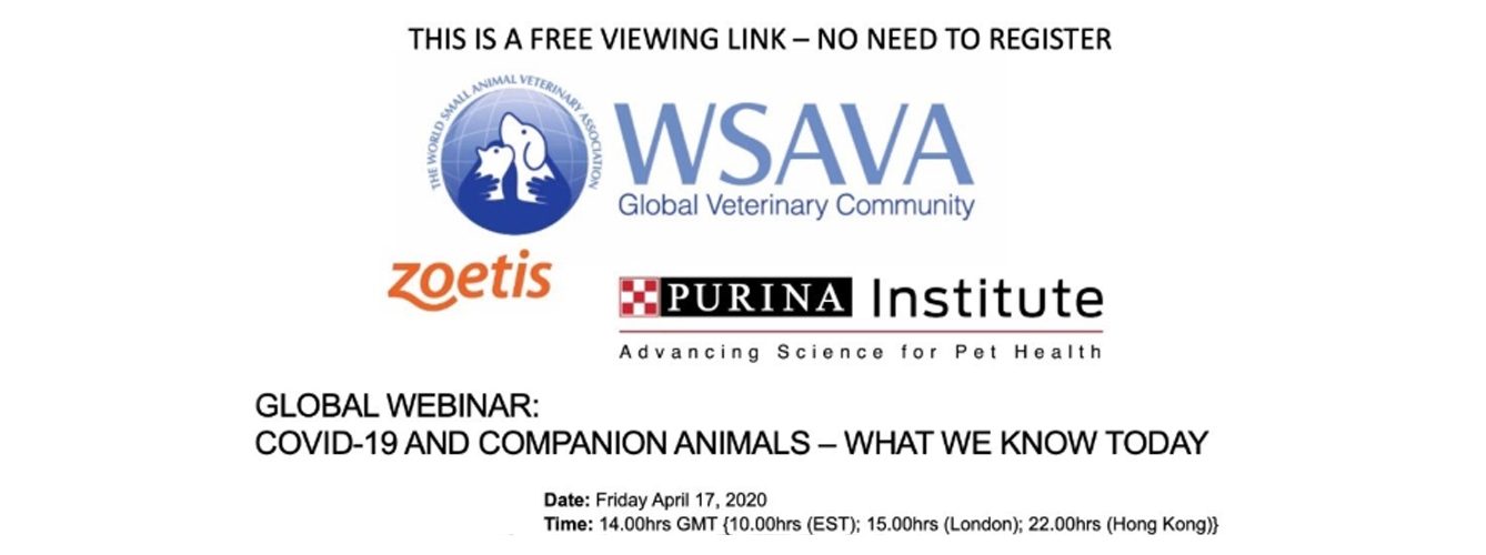 La WSAVA ofrece un webinar gratuito para compartir la información más reciente sobre el COVID-19 y animales de compañía, con el apoyo de Purina Institute y Zoetis.