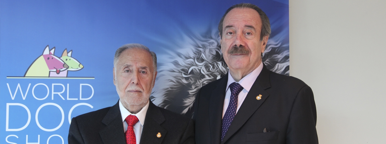 De izda a dcha, el presidente y el vicepresidente de la Real Sociedad Canina de España, Julián Hernández Luis y Felipe Calvo Roure.